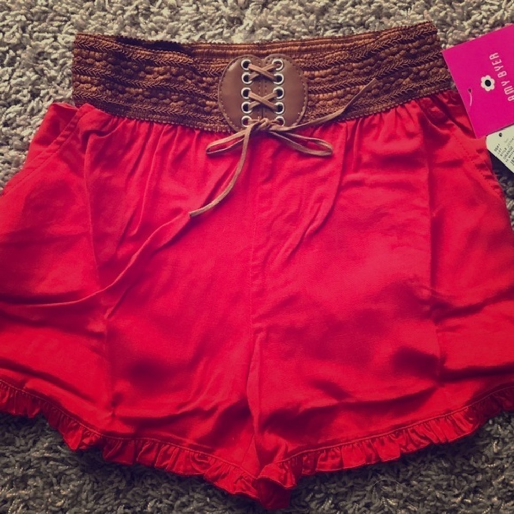 NWT Amy BYER Orange Belted Shorts Girls Med & L